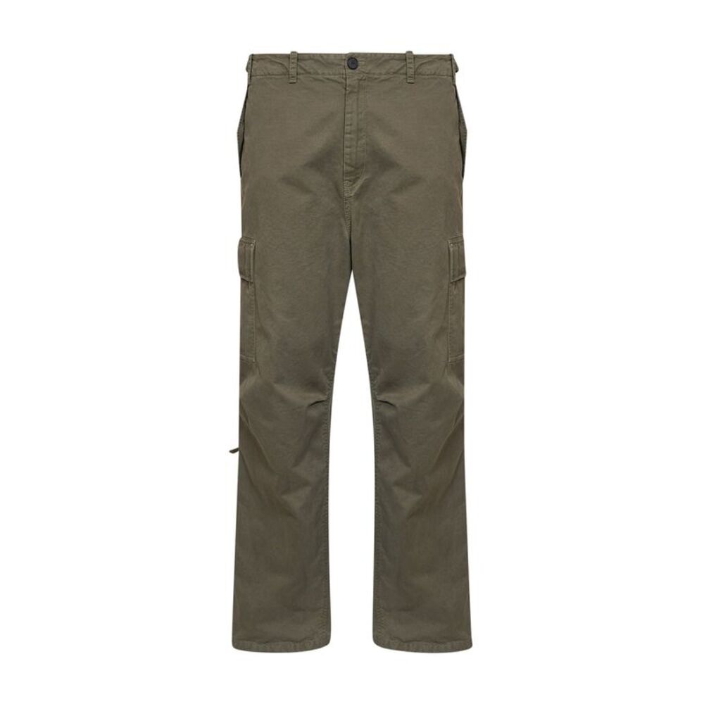 Fendi Men Grey-Green Cotton Drill Regular-Fit Utility Trousers